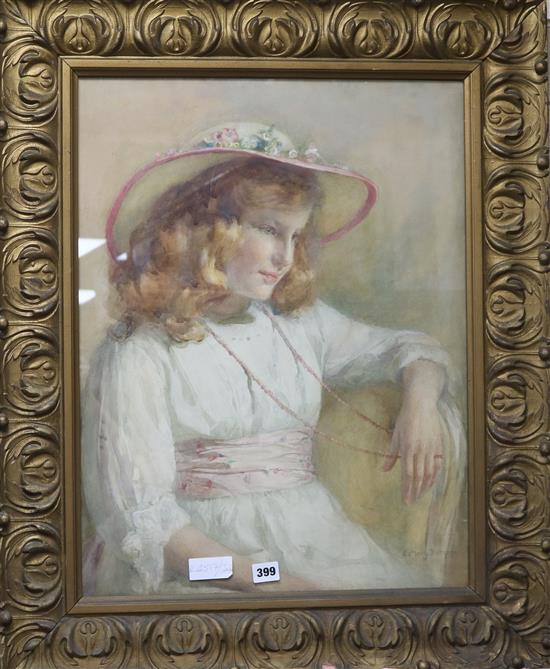 Eliza Mary Burgess (1878-) Portrait of a girl 24 x 18in.